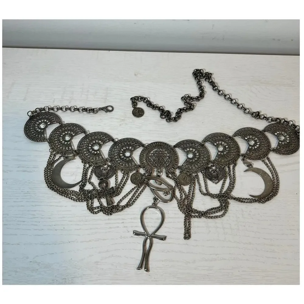 Vintage Egyptian Lemurian Ankh Hip Waist Chain Belt